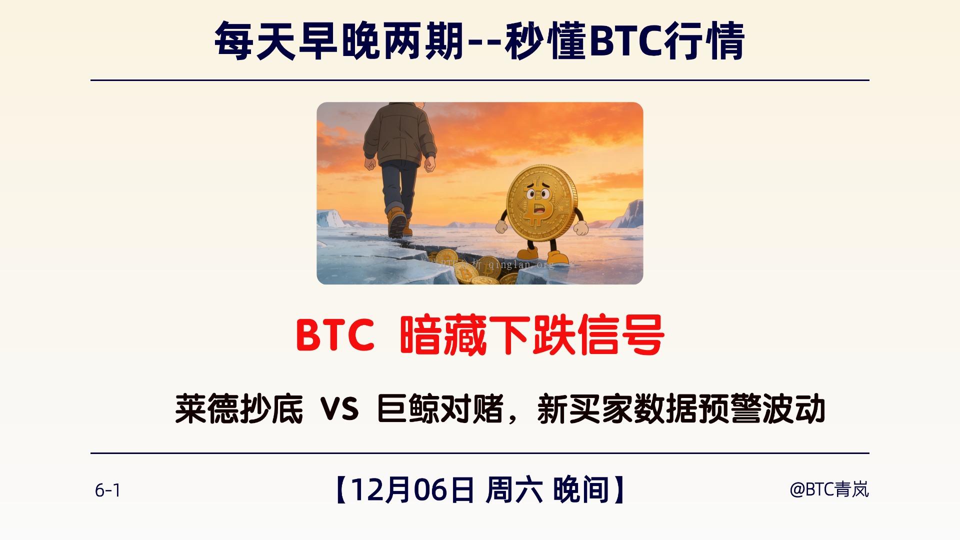 12月06日周六 晚间｜BTC 暗藏下跌信号｜莱德抄底 VS 巨鲸对赌 新买家数据预警波动