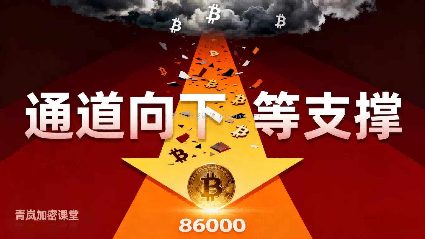 青岚BTC分析｜1月26日周一｜下跌通道中，耐心等支撑